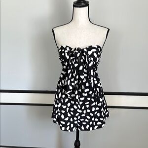Lulu's Black and White Strapless Romper